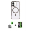MARSİLYAN™- iPhone 16 Kılıf Yadigar Klasik Özel Seri - Şeffaf 360 Full Body Arka Koruyucu + Siyah Raze Metal Kamera Lens