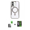 MARSİLYAN™- iPhone 16 Kılıf Yadigar Klasik Özel Seri - Şeffaf 360 Full Body Arka Koruyucu + Siyah Raze Metal Kamera Lens