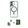 MARSİLYAN™- iPhone 16 Kılıf Yadigar Klasik Özel Seri - Şeffaf 360 Full Body Arka Koruyucu + Siyah Raze Metal Kamera Lens