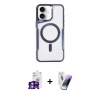 MARSİLYAN™- iPhone 16 Kılıf Yadigar Klasik Özel Seri - Şeffaf Pasifik Cam Ekran Koruyucu + Gümüş Bilvis Titan Kamera Lens