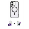 MARSİLYAN™- iPhone 16 Kılıf Yadigar Klasik Özel Seri - Şeffaf Pasifik Cam Ekran Koruyucu + Gümüş Bilvis Titan Kamera Lens