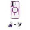 MARSİLYAN™- iPhone 16 Kılıf Yadigar Klasik Özel Seri - Şeffaf Pasifik Cam Ekran Koruyucu + Gümüş Bilvis Titan Kamera Lens
