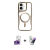 MARSİLYAN™- iPhone 16 Kılıf Yadigar Klasik Özel Seri - Şeffaf Pasifik Cam Ekran Koruyucu + Gümüş Bilvis Titan Kamera Lens