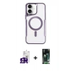 MARSİLYAN™- iPhone 16 Kılıf Yadigar Klasik Özel Seri - Siyah 360 Mat Full Body Arka Koruyucu + Pembe Bilvis Titan Kamera Lens