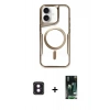 MARSİLYAN™- iPhone 16 Kılıf Yadigar Klasik Özel Seri - Siyah 360 Mat Full Body Arka Koruyucu + PVD Metal Kamera Lens - PE