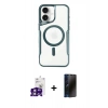 MARSİLYAN™- iPhone 16 Kılıf Yadigar Klasik Özel Seri - Siyah 3D Antistatik Hayalet Cam Ekran Koruyucu + Bilvis Titan Kamera Lens - PE