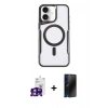 MARSİLYAN™- iPhone 16 Kılıf Yadigar Klasik Özel Seri - Siyah 3D Antistatik Hayalet Cam Ekran Koruyucu + Bilvis Titan Kamera Lens - PE