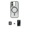 MARSİLYAN™- iPhone 16 Kılıf Yadigar Klasik Özel Seri - Siyah 3D Antistatik Hayalet Cam Ekran Koruyucu + PVD Metal Kamera Lens - MI