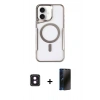 MARSİLYAN™- iPhone 16 Kılıf Yadigar Klasik Özel Seri - Siyah 3D Antistatik Hayalet Cam Ekran Koruyucu + PVD Metal Kamera Lens - PE