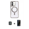 MARSİLYAN™- iPhone 16 Kılıf Yadigar Klasik Özel Seri - Siyah 3D Antistatik Hayalet Cam Ekran Koruyucu + PVD Metal Kamera Lens - YL