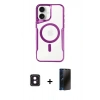 MARSİLYAN™- iPhone 16 Kılıf Yadigar Klasik Özel Seri - Siyah 3D Antistatik Hayalet Cam Ekran Koruyucu + PVD Metal Kamera Lens - PE