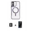 MARSİLYAN™- iPhone 16 Kılıf Yadigar Klasik Özel Seri - Siyah 3D Antistatik Hayalet Cam Ekran Koruyucu + PVD Metal Kamera Lens - YL