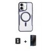 MARSİLYAN™- iPhone 16 Kılıf Yadigar Klasik Özel Seri - Siyah 3D Antistatik Hayalet Cam Ekran Koruyucu + PVD Metal Kamera Lens - PE