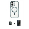 MARSİLYAN™- iPhone 16 Kılıf Yadigar Klasik Özel Seri - Siyah 3D Antistatik Hayalet Cam Ekran Koruyucu + PVD Metal Kamera Lens - YL