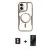 MARSİLYAN™- iPhone 16 Kılıf Yadigar Klasik Özel Seri - Siyah 3D Antistatik Hayalet Cam Ekran Koruyucu + PVD Metal Kamera Lens - PE