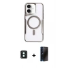MARSİLYAN™- iPhone 16 Kılıf Yadigar Klasik Özel Seri - Siyah 3D Antistatik Hayalet Cam Ekran Koruyucu + PVD Metal Kamera Lens - YL