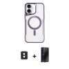 MARSİLYAN™- iPhone 16 Kılıf Yadigar Klasik Özel Seri - Siyah 3D Antistatik Hayalet Cam Ekran Koruyucu + PVD Metal Kamera Lens - PE