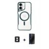 MARSİLYAN™- iPhone 16 Kılıf Yadigar Klasik Özel Seri - Siyah 3D Antistatik Hayalet Cam Ekran Koruyucu + PVD Metal Kamera Lens - MI