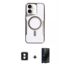 MARSİLYAN™- iPhone 16 Kılıf Yadigar Klasik Özel Seri - Siyah 3D Antistatik Hayalet Cam Ekran Koruyucu + PVD Metal Kamera Lens - MI