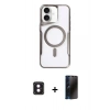 MARSİLYAN™- iPhone 16 Kılıf Yadigar Klasik Özel Seri - Siyah 3D Antistatik Hayalet Cam Ekran Koruyucu + PVD Metal Kamera Lens - PE