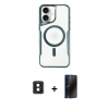 MARSİLYAN™- iPhone 16 Kılıf Yadigar Klasik Özel Seri - Siyah 3D Antistatik Hayalet Cam Ekran Koruyucu + PVD Metal Kamera Lens - PE
