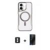 MARSİLYAN™- iPhone 16 Kılıf Yadigar Klasik Özel Seri - Siyah 3D Antistatik Hayalet Cam Ekran Koruyucu + PVD Metal Kamera Lens - MI