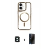 MARSİLYAN™- iPhone 16 Kılıf Yadigar Klasik Özel Seri - Siyah 3D Antistatik Hayalet Cam Ekran Koruyucu + PVD Metal Kamera Lens - YL