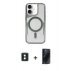 MARSİLYAN™- iPhone 16 Kılıf Yadigar Klasik Özel Seri - Siyah 3D Antistatik Hayalet Cam Ekran Koruyucu + PVD Metal Kamera Lens - YL