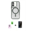 MARSİLYAN™- iPhone 16 Kılıf Yadigar Klasik Özel Seri - Siyah 3D Antistatik Hayalet Cam Ekran Koruyucu + Raze Metal Kamera Lens - PE