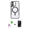 MARSİLYAN™- iPhone 16 Kılıf Yadigar Klasik Özel Seri - Siyah 3D Antistatik Hayalet Cam Ekran Koruyucu + Raze Metal Kamera Lens - PE