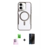 MARSİLYAN™- iPhone 16 Kılıf Yadigar Klasik Özel Seri - Siyah 3D Antistatik Hayalet Cam Ekran Koruyucu + Raze Metal Kamera Lens - PE