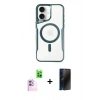 MARSİLYAN™- iPhone 16 Kılıf Yadigar Klasik Özel Seri - Siyah 3D Antistatik Hayalet Cam Ekran Koruyucu + Raze Metal Kamera Lens - PE