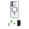 MARSİLYAN™- iPhone 16 Kılıf Yadigar Klasik Özel Seri - Siyah 3D Antistatik Hayalet Cam Ekran Koruyucu + Raze Metal Kamera Lens - PE