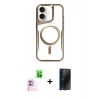 MARSİLYAN™- iPhone 16 Kılıf Yadigar Klasik Özel Seri - Siyah 3D Antistatik Hayalet Cam Ekran Koruyucu + Raze Metal Kamera Lens - PE