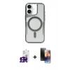MARSİLYAN™- iPhone 16 Kılıf Yadigar Klasik Özel Seri - Siyah 3D Antistatik Mat Seramik Nano Ekran Koruyucu + Pembe Bilvis Titan Kamera Lens
