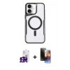 MARSİLYAN™- iPhone 16 Kılıf Yadigar Klasik Özel Seri - Siyah 3D Antistatik Mat Seramik Nano Ekran Koruyucu + Pembe Bilvis Titan Kamera Lens