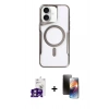 MARSİLYAN™- iPhone 16 Kılıf Yadigar Klasik Özel Seri - Siyah 3D Antistatik Mat Seramik Nano Ekran Koruyucu + Pembe Bilvis Titan Kamera Lens