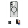 MARSİLYAN™- iPhone 16 Kılıf Yadigar Klasik Özel Seri - Siyah 3D Antistatik Mat Seramik Nano Ekran Koruyucu + Yeşil PVD Metal Kamera Lens