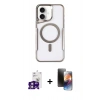 MARSİLYAN™- iPhone 16 Kılıf Yadigar Klasik Özel Seri - Siyah 3D Antistatik Mat Seramik Nano Ekran Koruyucu + Pembe Bilvis Titan Kamera Lens