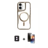 MARSİLYAN™- iPhone 16 Kılıf Yadigar Klasik Özel Seri - Siyah 3D Antistatik Mat Seramik Nano Ekran Koruyucu + PVD Metal Kamera Lens - PE