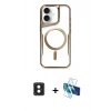MARSİLYAN™- iPhone 16 Kılıf Yadigar Klasik Özel Seri - Siyah 3D Antistatik Seramik Nano Ekran Koruyucu + PVD Metal Kamera Lens - PE