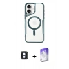 MARSİLYAN™- iPhone 16 Kılıf Yadigar Klasik Özel Seri - Siyah Bilvis 5in1 3D Magic Cam Ekran Koruyucu + Mavi PVD Metal Kamera Lens