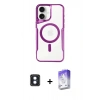 MARSİLYAN™- iPhone 16 Kılıf Yadigar Klasik Özel Seri - Siyah Bilvis 5in1 3D Magic Cam Ekran Koruyucu + Mavi PVD Metal Kamera Lens