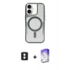 MARSİLYAN™- iPhone 16 Kılıf Yadigar Klasik Özel Seri - Siyah Bilvis 5in1 3D Magic Cam Ekran Koruyucu + Mavi PVD Metal Kamera Lens