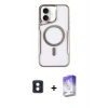 MARSİLYAN™- iPhone 16 Kılıf Yadigar Klasik Özel Seri - Siyah Bilvis 5in1 3D Magic Cam Ekran Koruyucu + Mavi PVD Metal Kamera Lens