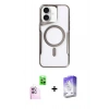 MARSİLYAN™- iPhone 16 Kılıf Yadigar Klasik Özel Seri - Siyah Bilvis 5in1 3D Magic Cam Ekran Koruyucu + Pembe Raze Metal Kamera Lens