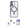 MARSİLYAN™- iPhone 16 Kılıf Yadigar Klasik Özel Seri - Siyah Bilvis 5in1 3D Magic Cam Ekran Koruyucu + Pembe Raze Metal Kamera Lens