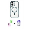 MARSİLYAN™- iPhone 16 Kılıf Yadigar Klasik Özel Seri - Siyah Bilvis 5in1 3D Magic Cam Ekran Koruyucu + Pembe Raze Metal Kamera Lens