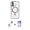 MARSİLYAN™- iPhone 16 Kılıf Yadigar Klasik Özel Seri - Siyah Bilvis 5in1 3D Magic Cam Ekran Koruyucu + Pembe Raze Metal Kamera Lens