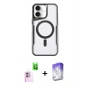 MARSİLYAN™- iPhone 16 Kılıf Yadigar Klasik Özel Seri - Siyah Bilvis 5in1 3D Magic Cam Ekran Koruyucu + Pembe Raze Metal Kamera Lens